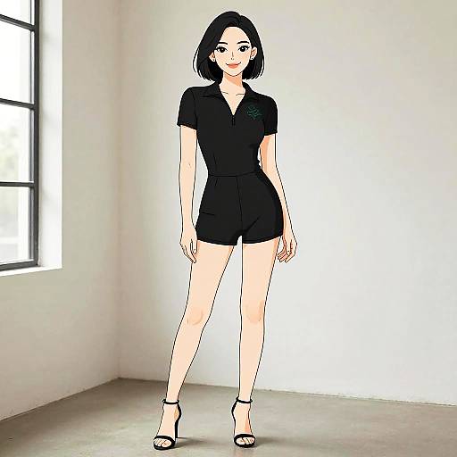 Sophisticated Woman in Sleek Romper