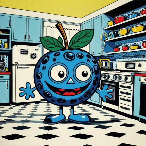 Quirky Blueberry in Retro Kitchen Pop Art
