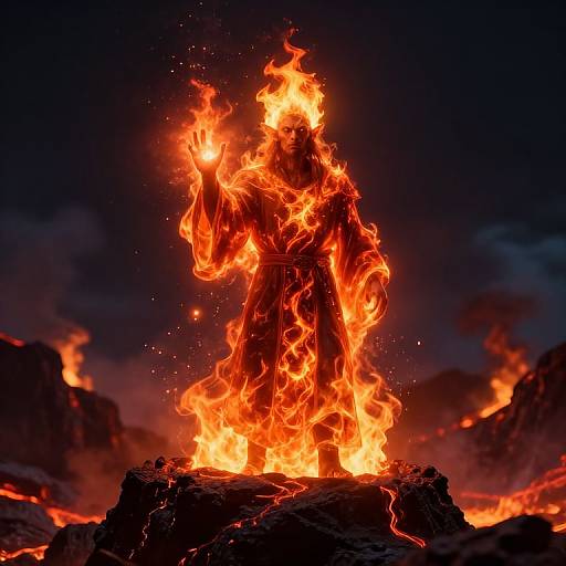 Fiery Fire Genasi Cleric Casting Heal