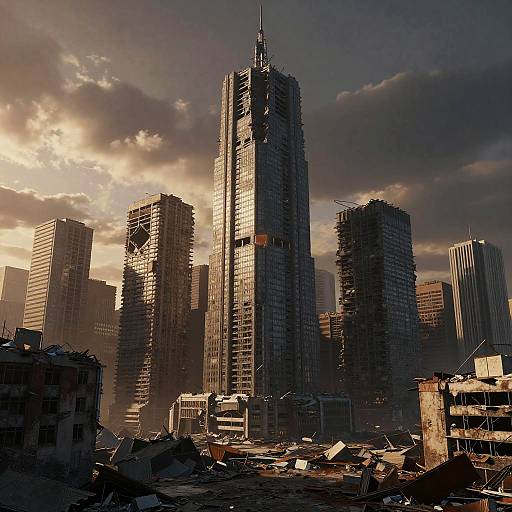 Post-Apocalyptic Urban Wasteland Sunset
