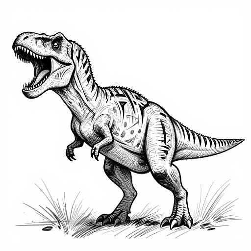 Fierce Allosaurus Tribal Line Art