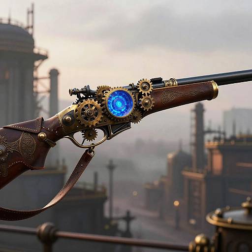 Fantasy Steampunk Rifle with Blue Core