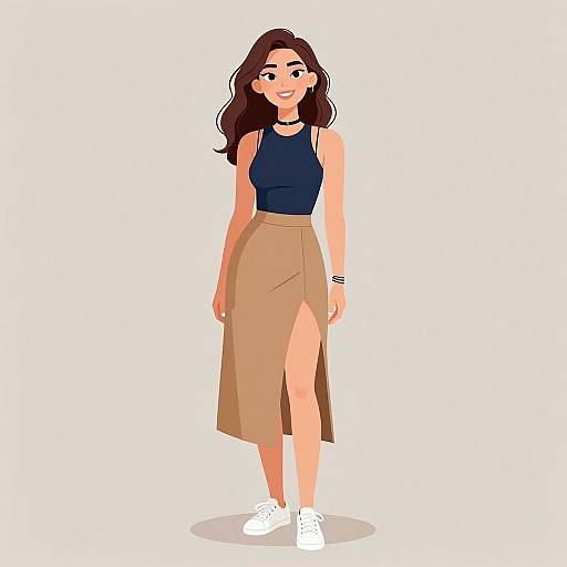 Smiling Woman in Casual Contemporary Outfit