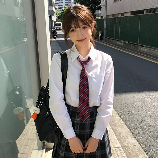 Young Japanese Schoolgirl Outdoors
