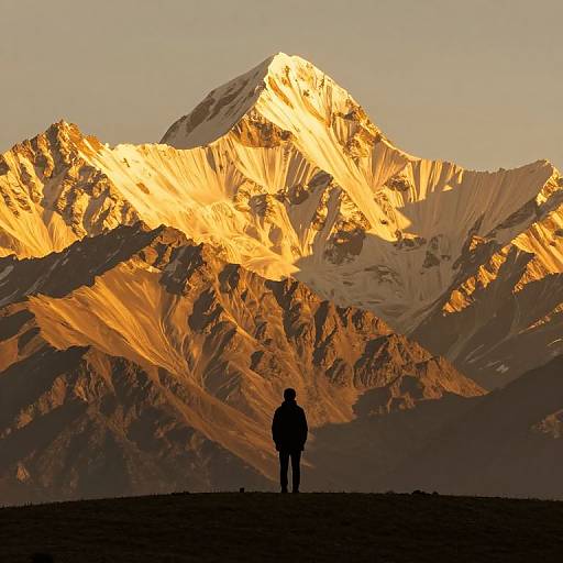 Solitary Figure Before Dreamlike Mountains