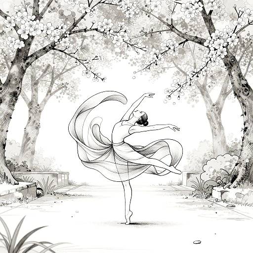 Ethereal Agile Dancer Line Art