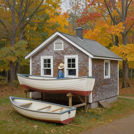 Autumn Scene with Clapboard Building