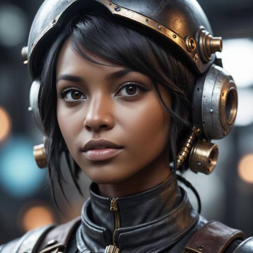 Realistic Steampunk Portrait with Cyberpunk Elements