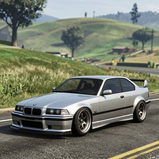 Silver BMW M3 E36 Rocket Bunny GTA5