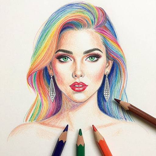 Colorful Portrait with Rainbow Hair