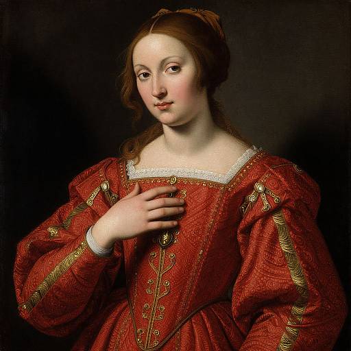 Florentine Renaissance Woman in Red Gown
