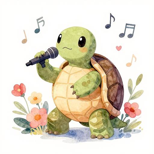 Taylor Swift Turtle Singing Watercolor