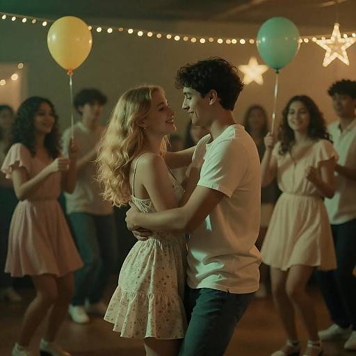 Couple Dancing at Dimly Lit Party