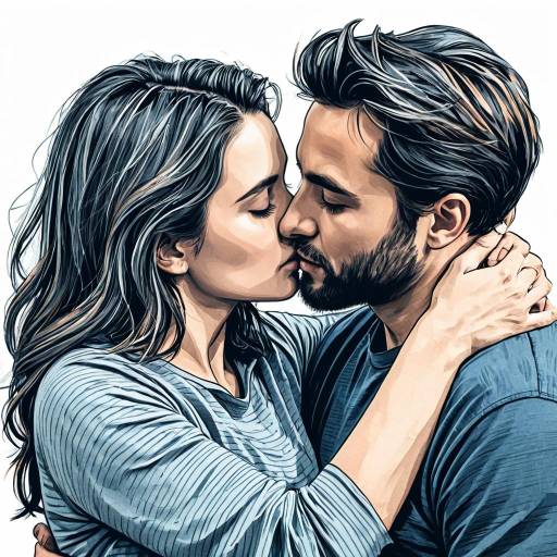 Digital Sketch of Couple Embracing