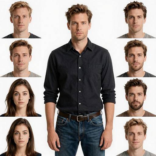 Portraits of Man and Woman with Varied Expressions