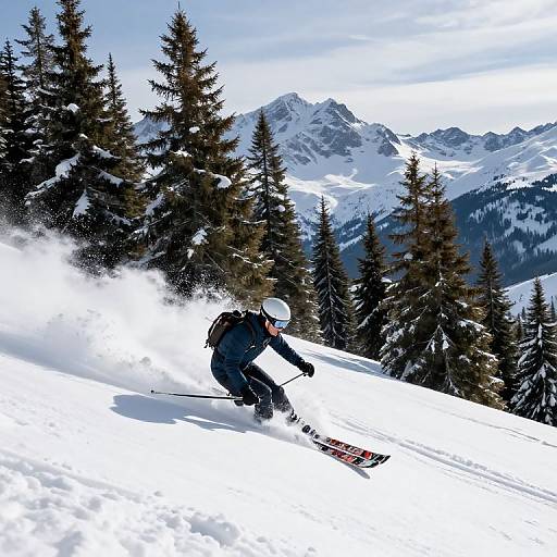 Expert Skier on Pristine Alpine Slope