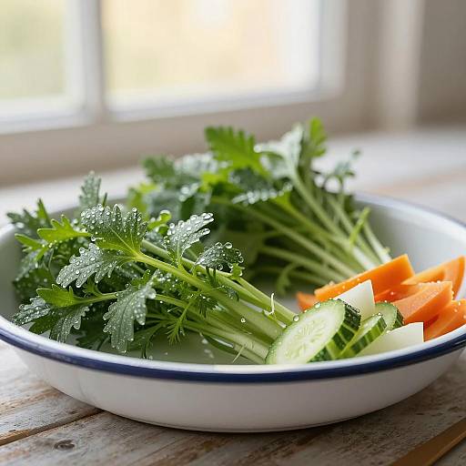 Vibrant Close-Up of Fresh Herbs and Veggies