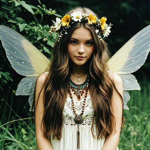 Young Woman in Fairy Costume with Flower Crown