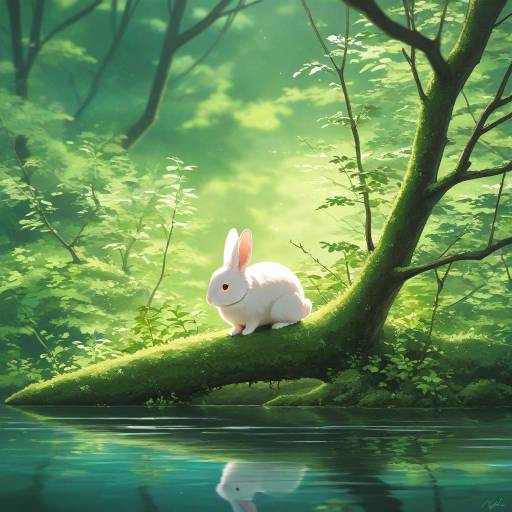 Serene Rabbit in Emerald Wilderness Serene Rabbit in Emerald Wilderness