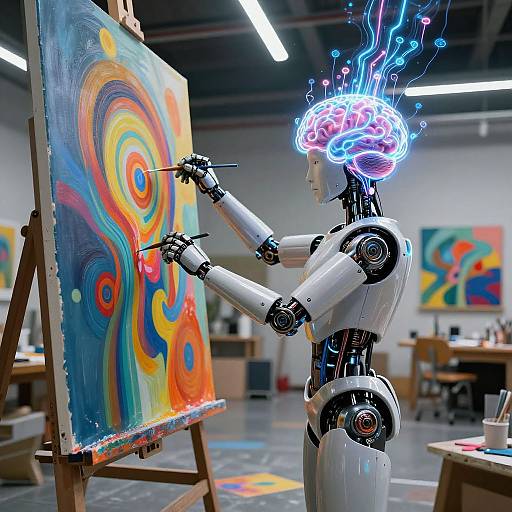 Humanoid AI Artist Painting Murals