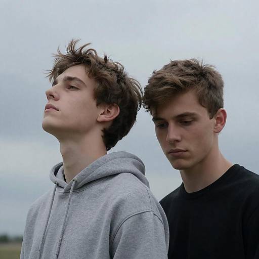 Serious Young Men Outdoors