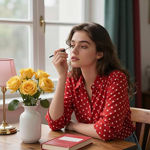 Young Woman Applying Eyeliner Indoors
