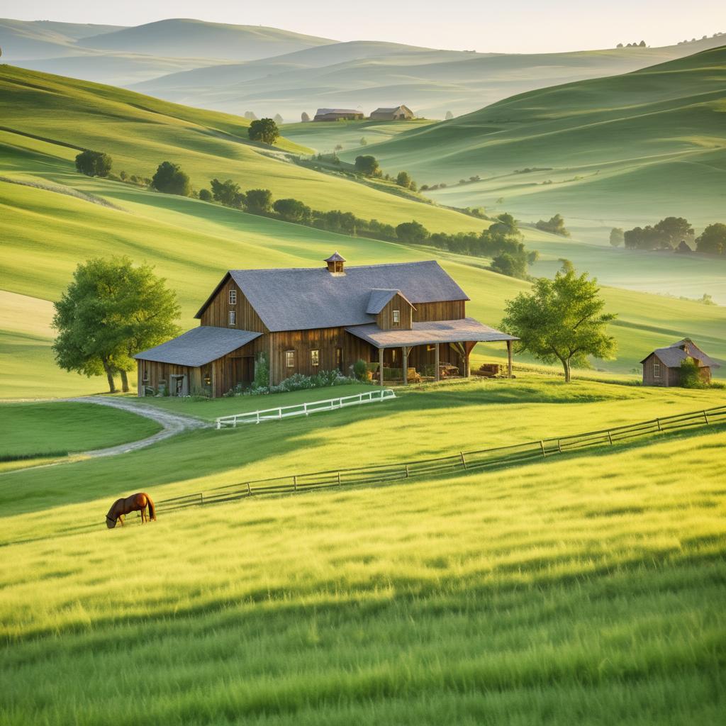 Rustic Farmhouse Amidst Rolling Hills