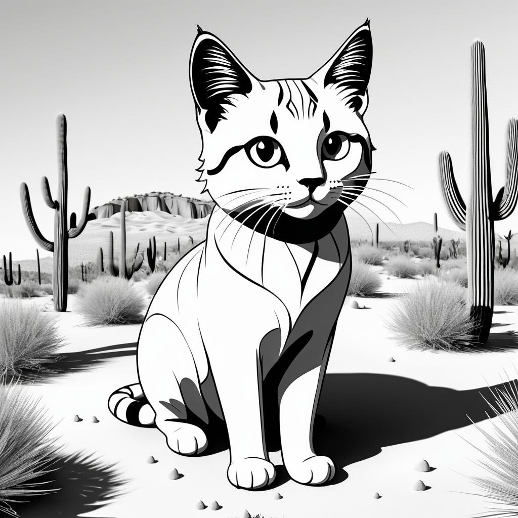 Cute Cat Coloring Page for Kids