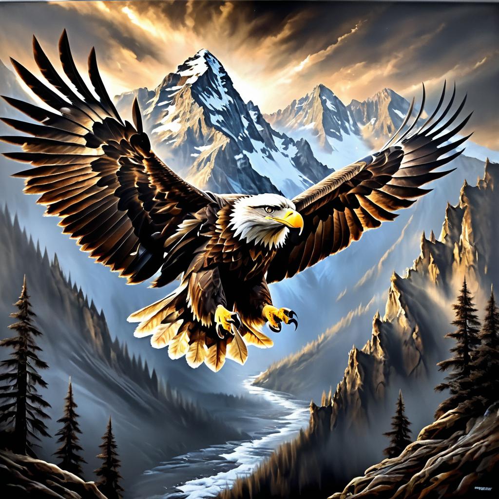 Majestic Eagle Soaring Over Mountains