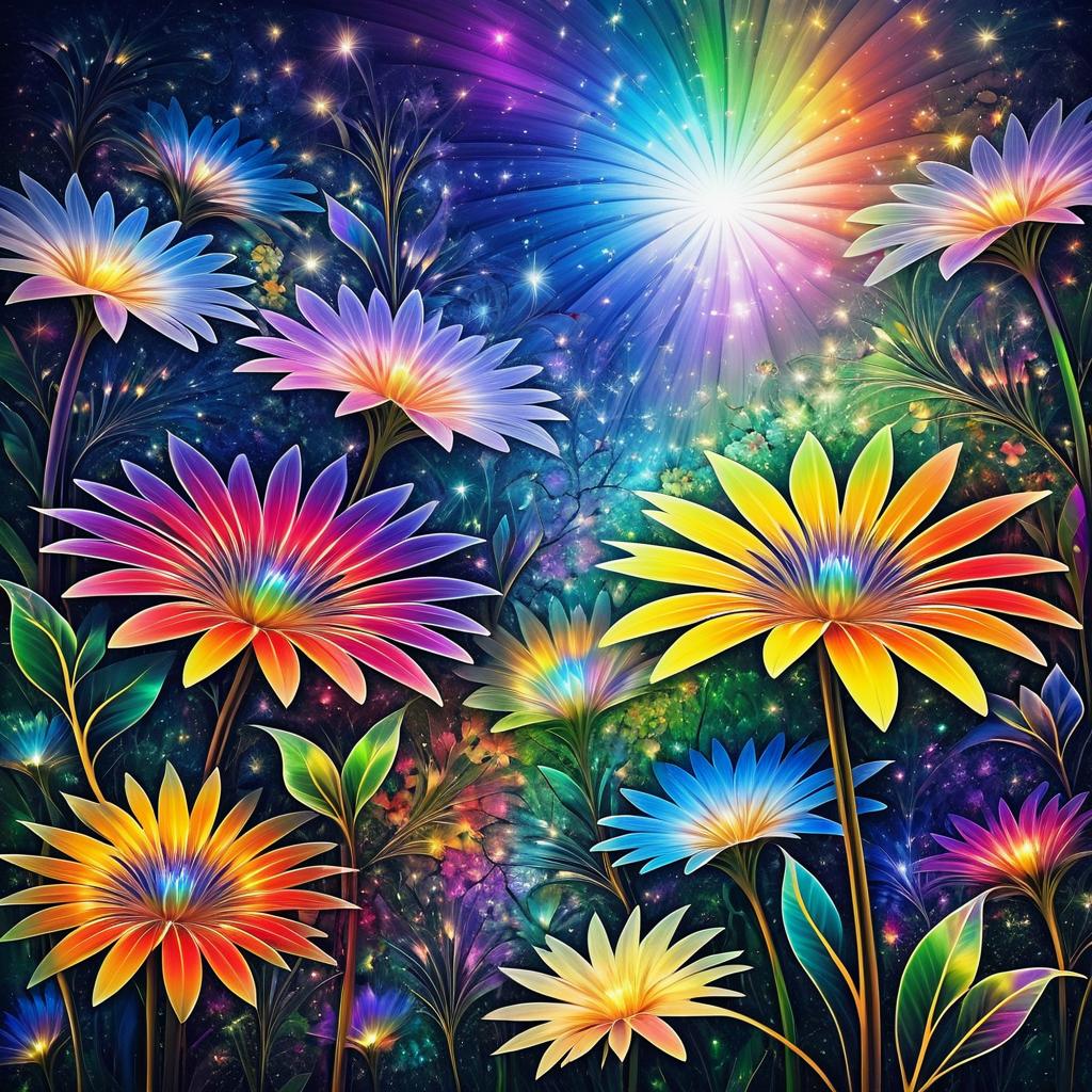 Enchanting Fractal Rainbow Garden Art