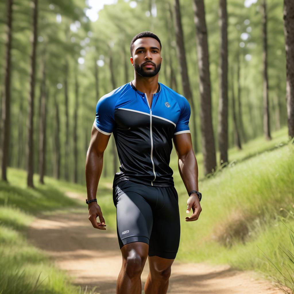 Athletic Black Man on Country Trail