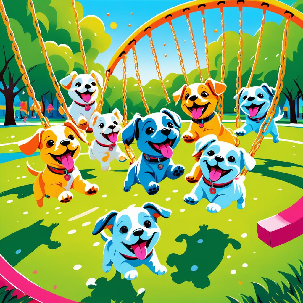 Playful Puppies in a Vibrant Playground