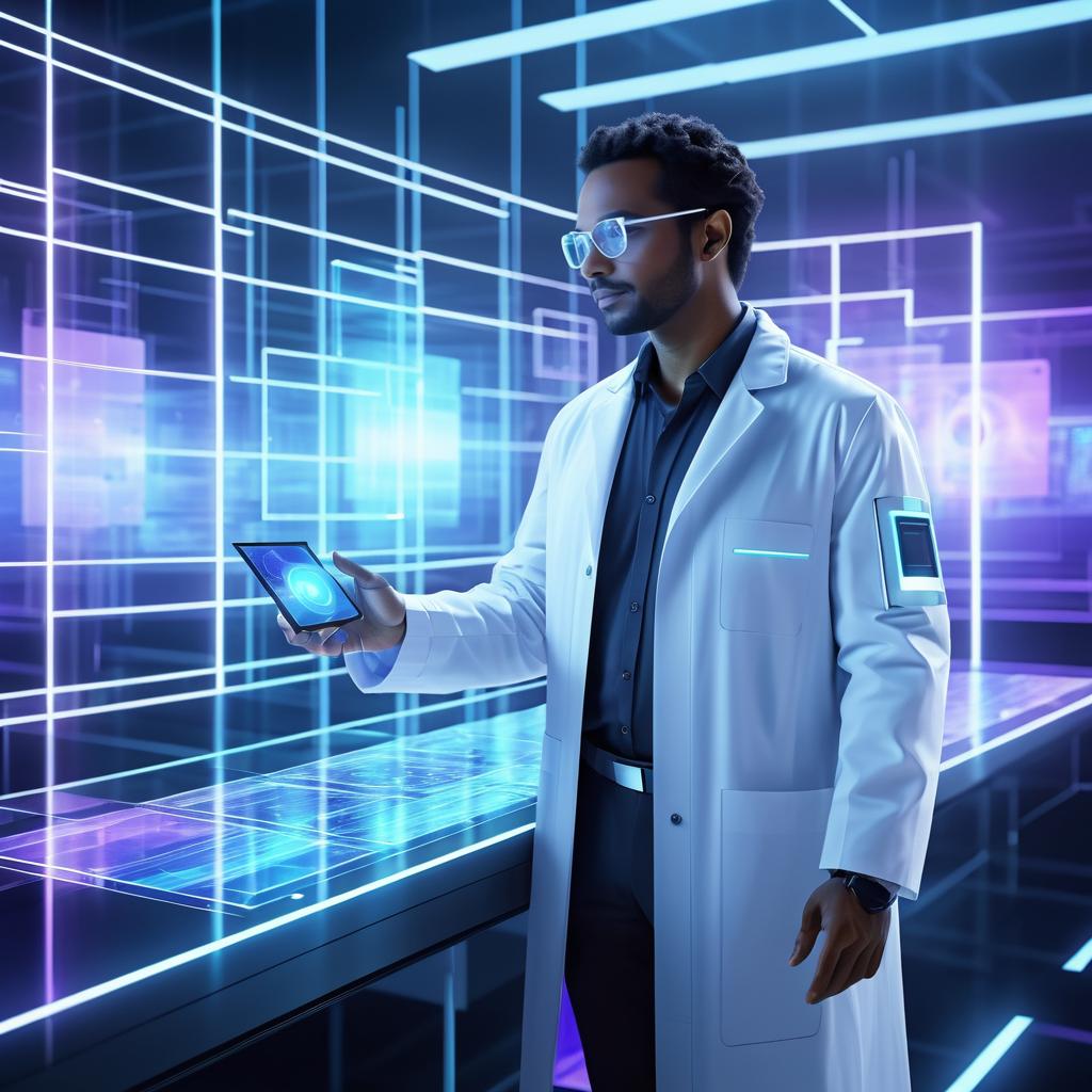 Futuristic Lab with Holographic Technology