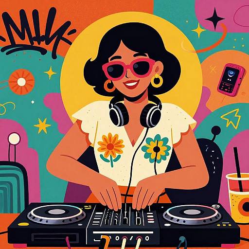 70s Style DJ Mixing at Party