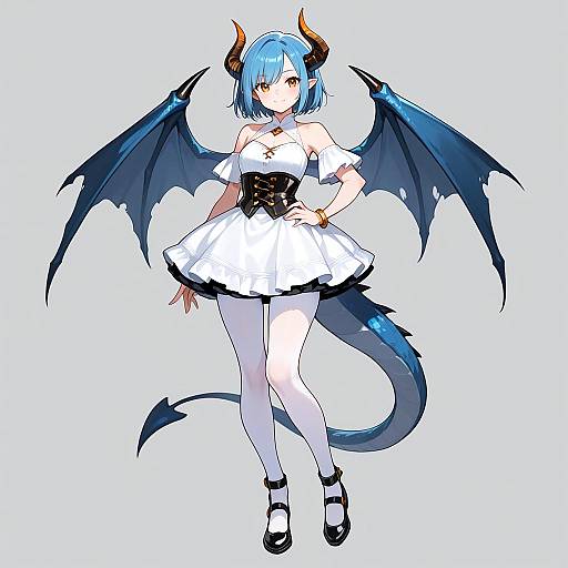 Enchanting Dragon Girl in White Dress