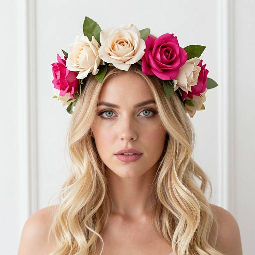 Bohemian Blonde with Floral Crown