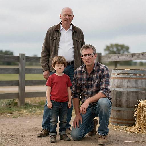 Three Men in Rural Farm Setting