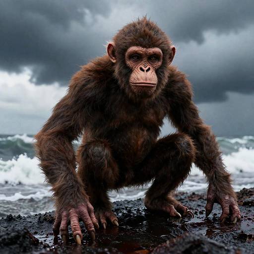 Intense CGI Monkey Creature on Blood Wave
