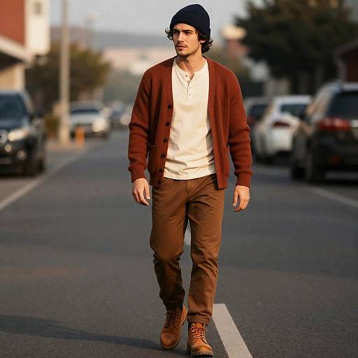 Warm Golden-Hour Portrait of Young Father