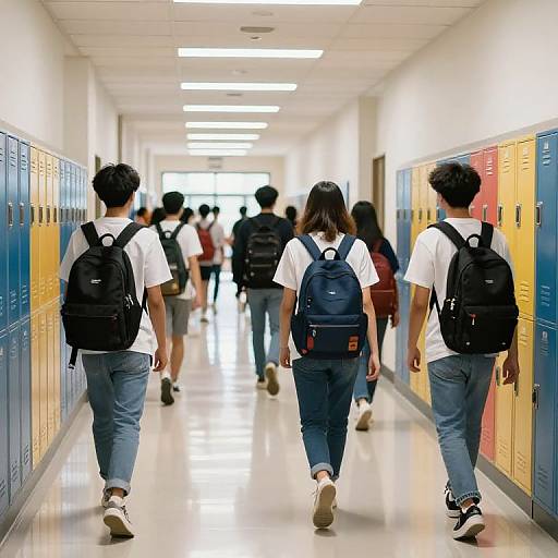Bustling High School Hallway Scene