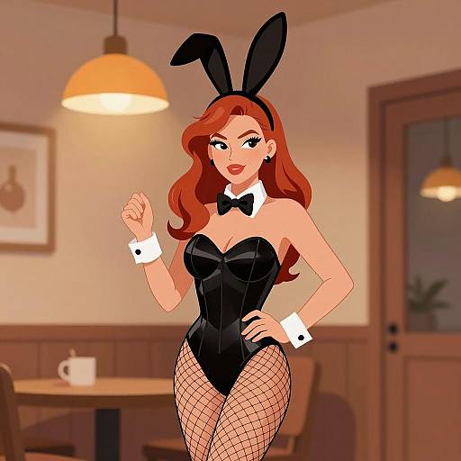 Cartoon Woman in Classic Bunny Costume