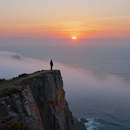 Solitary Figure Over Dreamlike Sunset