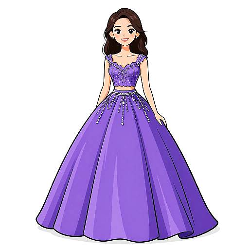 Elegant Woman in Purple Ball Gown