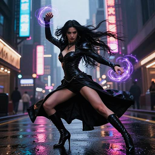 Bayonetta-Style Witch in Neon Battle