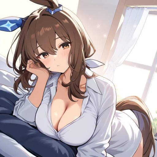 Charming Horse Girl in Indoor Scene