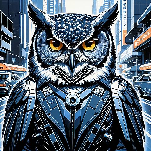 Cyberpunk Owl Illustration