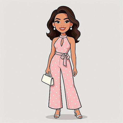 Retro Woman in Polka Dot Jumpsuit