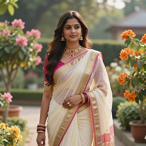 Elegant Indian Woman in a Garden