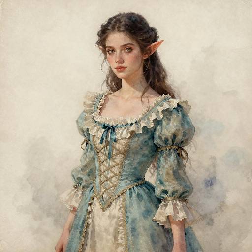 Elegant Fantasy Elf Portrait in Watercolor