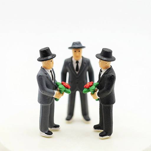 Miniature Figurines with Flowers on White Cream